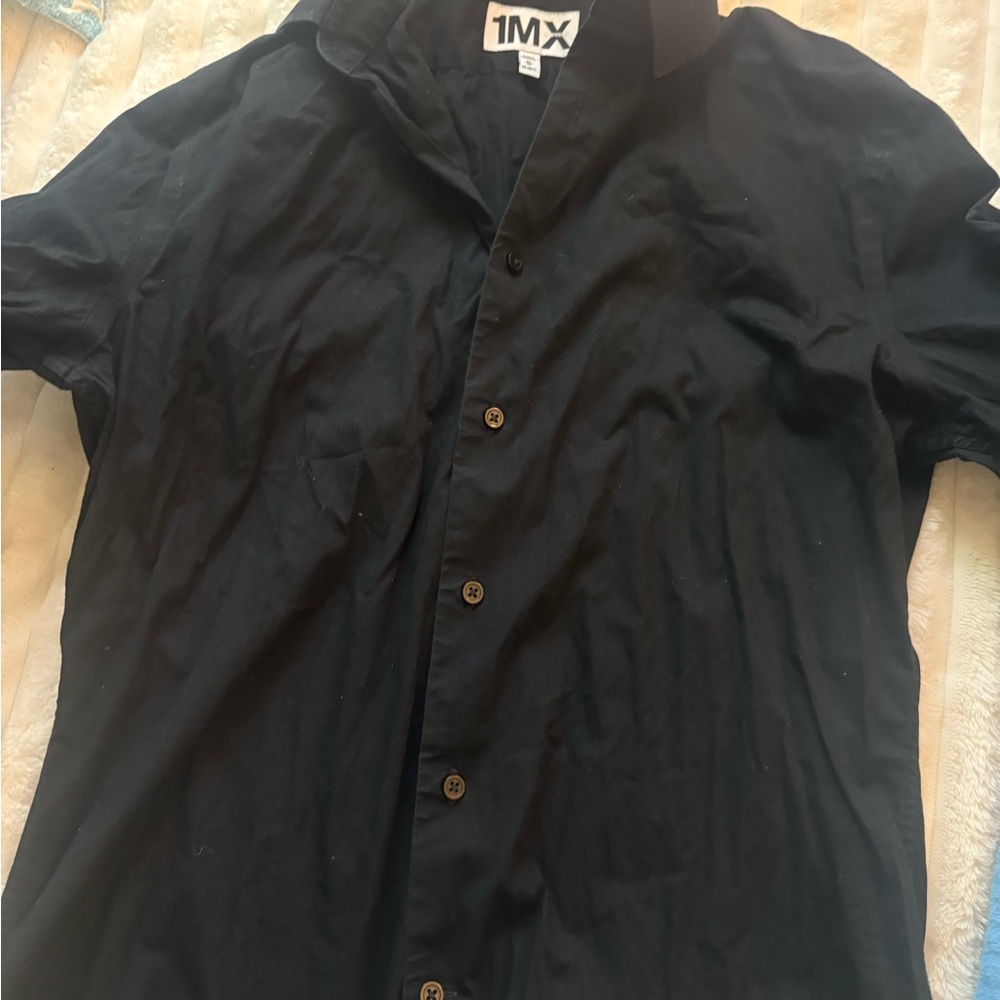 Express 1MX Charcoal Button-Up Shirt